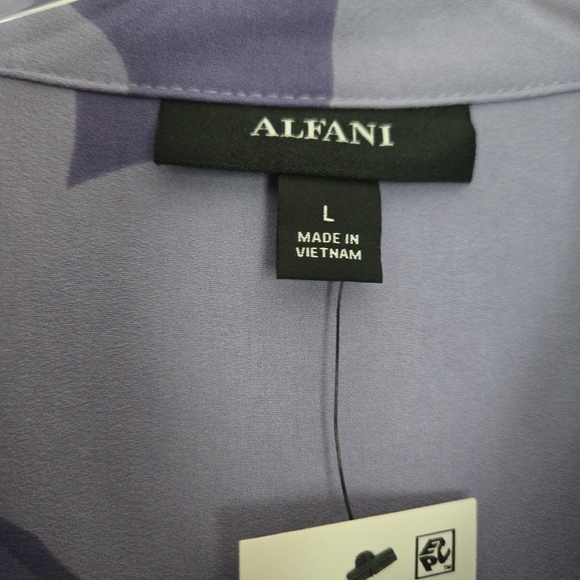 Womens ALFANI button Dawn Serene Floral Purple Blouse Size Large - Picture 7 of 8